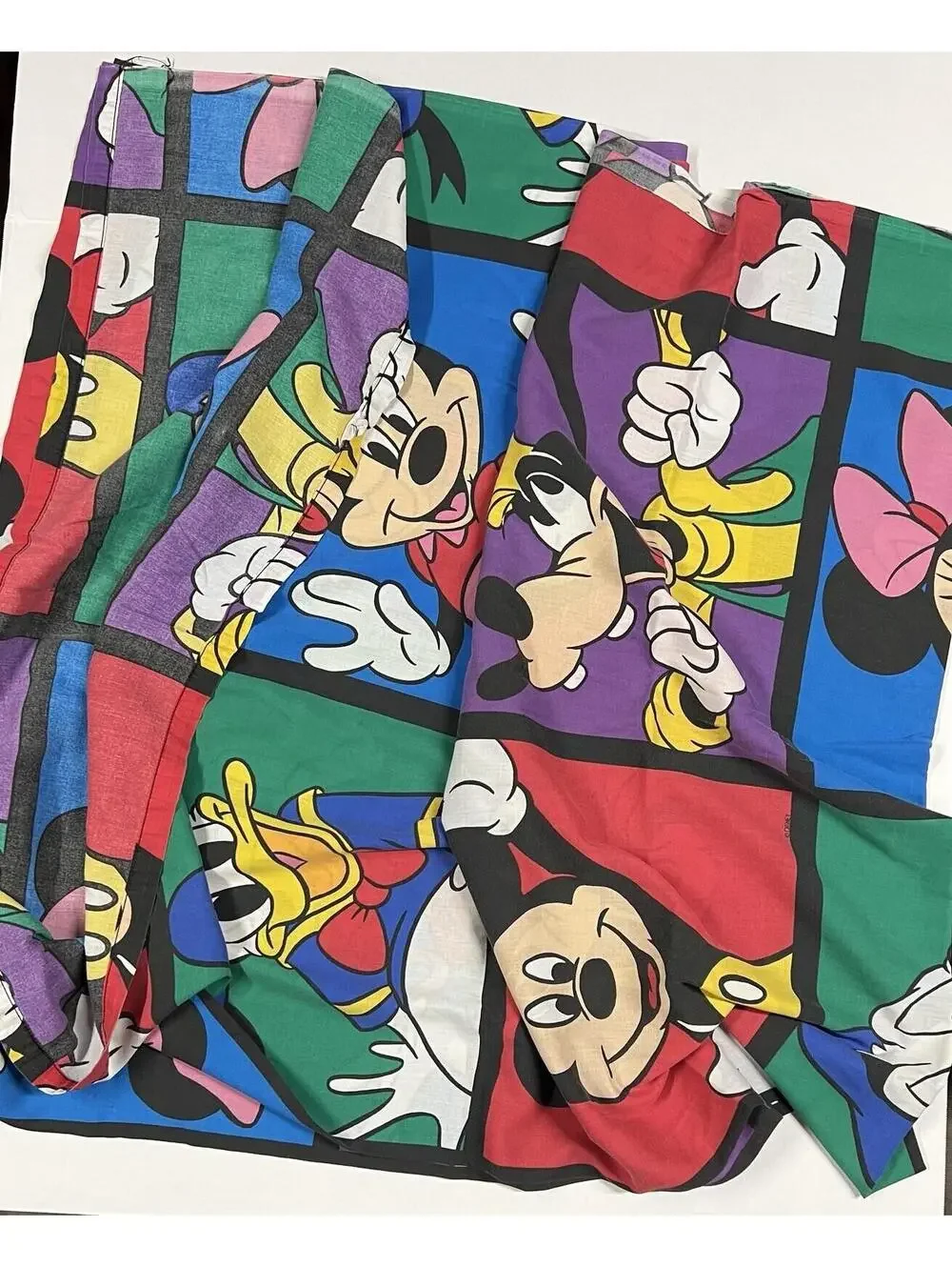 VINTAGE DISNEY GOOFY & MICKEY MOUSE RED BLUE (3PC) DOUBLE BED SHEET SET